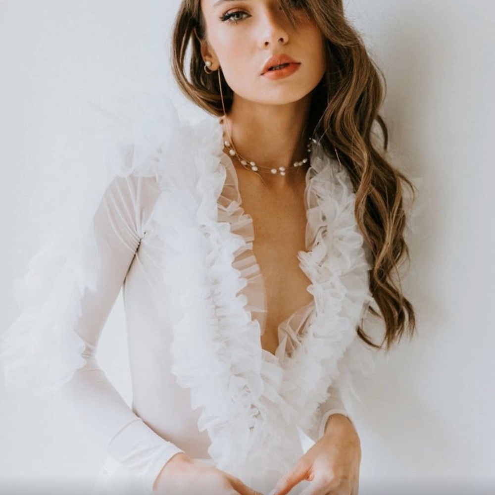 Untamed Petals White Ruffled Bodysuit